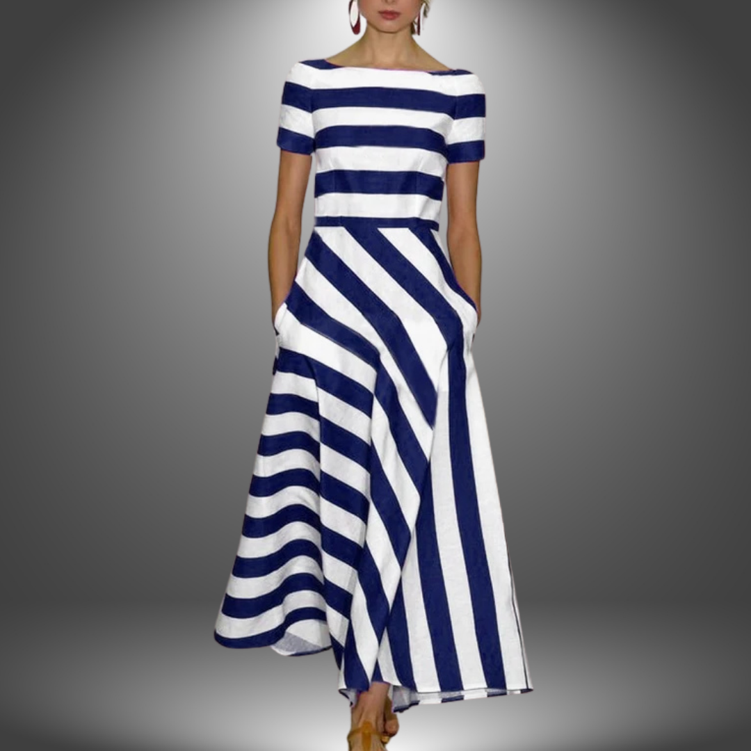 Sandra | Maxikleid Handgefertigt, Streifenmuster, Figurschmeichelnd