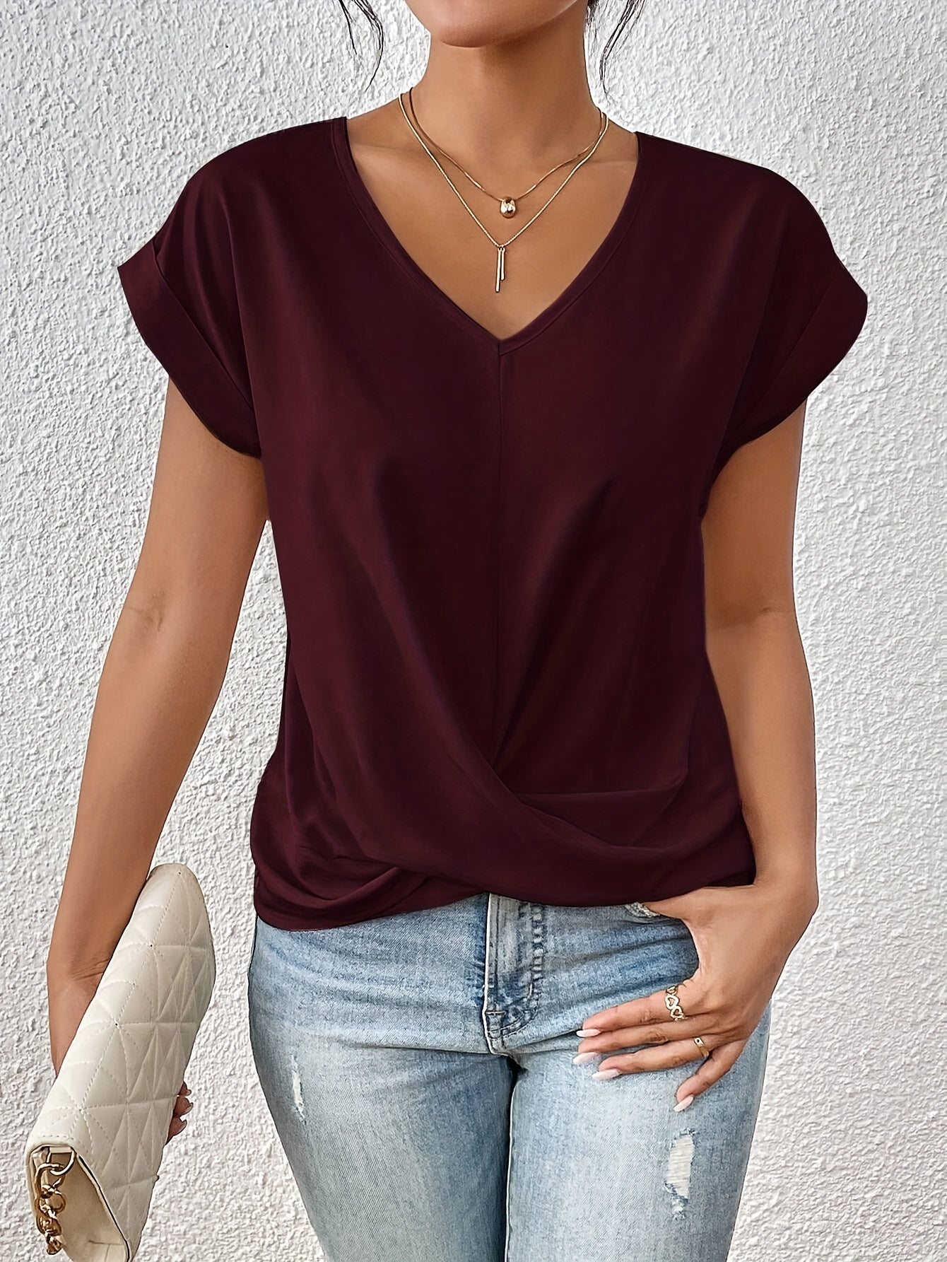SANNE I LÄSSIGES V-HALS T-SHIRT