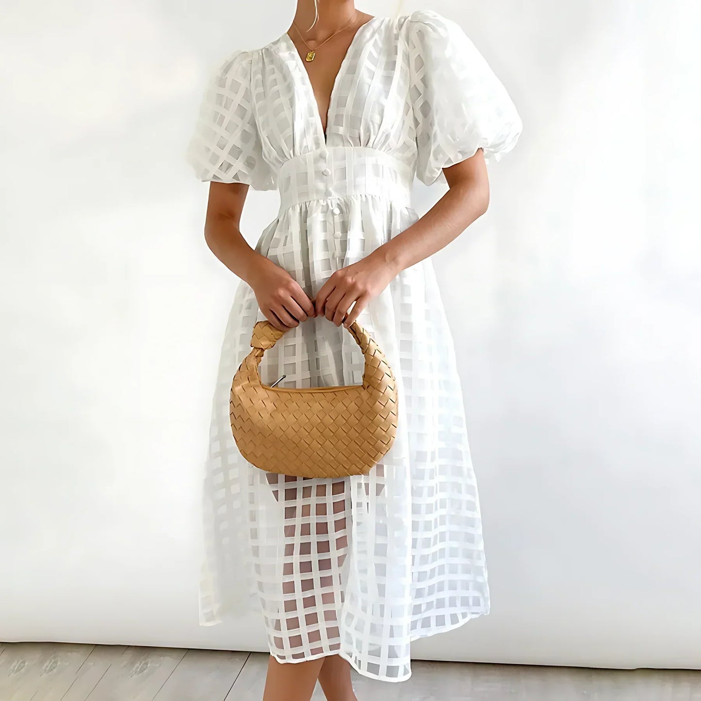JORINA I STYLISCHES KLEID MIT V-AUSSCHNITT