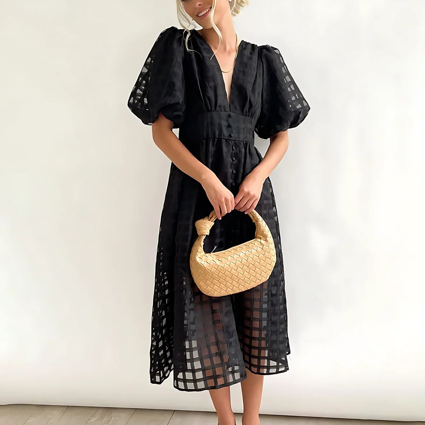 JORINA I STYLISCHES KLEID MIT V-AUSSCHNITT