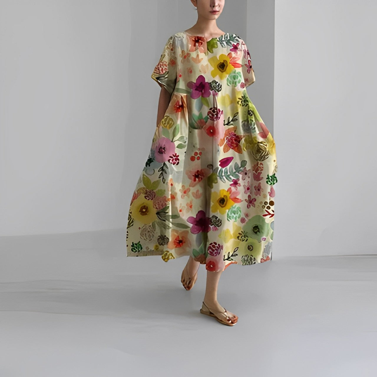 Isadora | Boho-Kleid Leichtes Blumenmuster, Fließendes Design