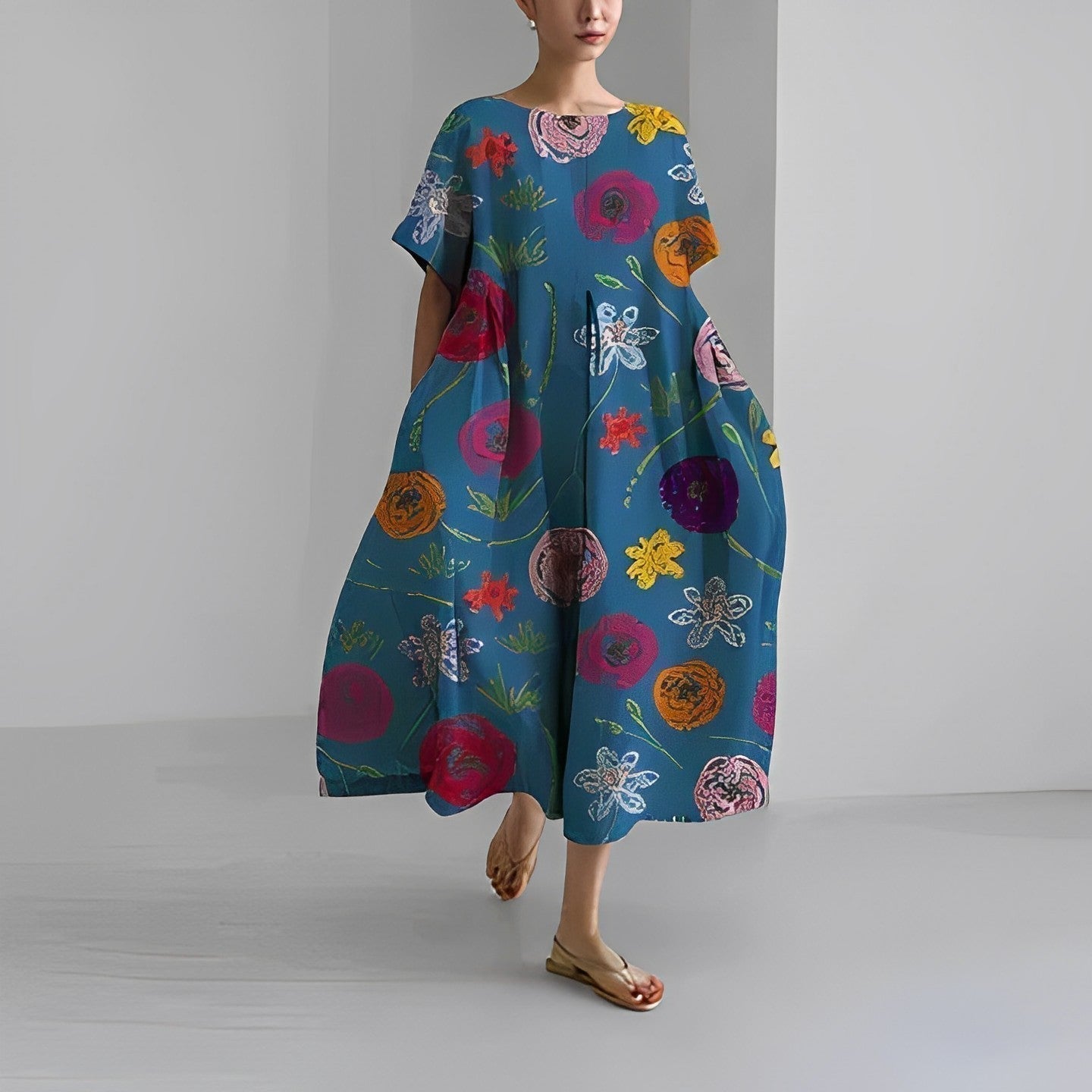 Isadora | Boho-Kleid Leichtes Blumenmuster, Fließendes Design