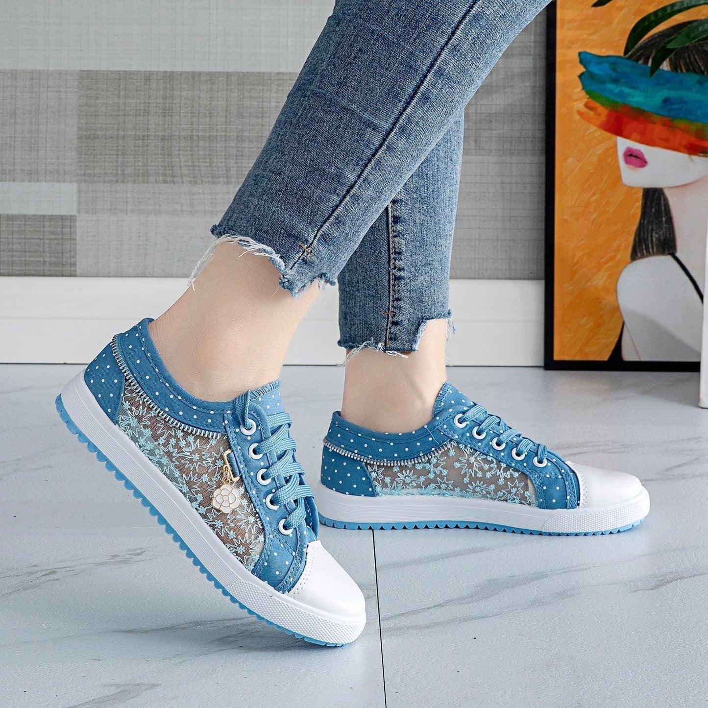 Kristin | Damen Denim-Mesh-Sneaker – Bequeme und atmungsaktive Alltagsschuhe