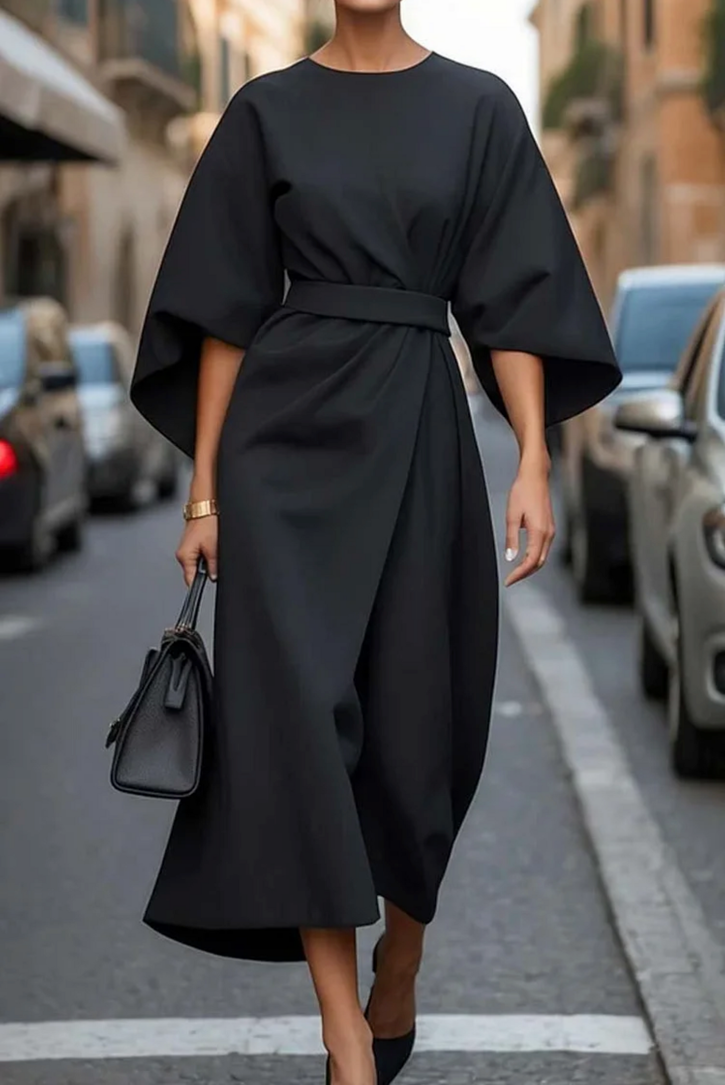 Cassandra | Kleid Elegante A-Linie mit Laternenärmeln, Hochwertiger Stoff