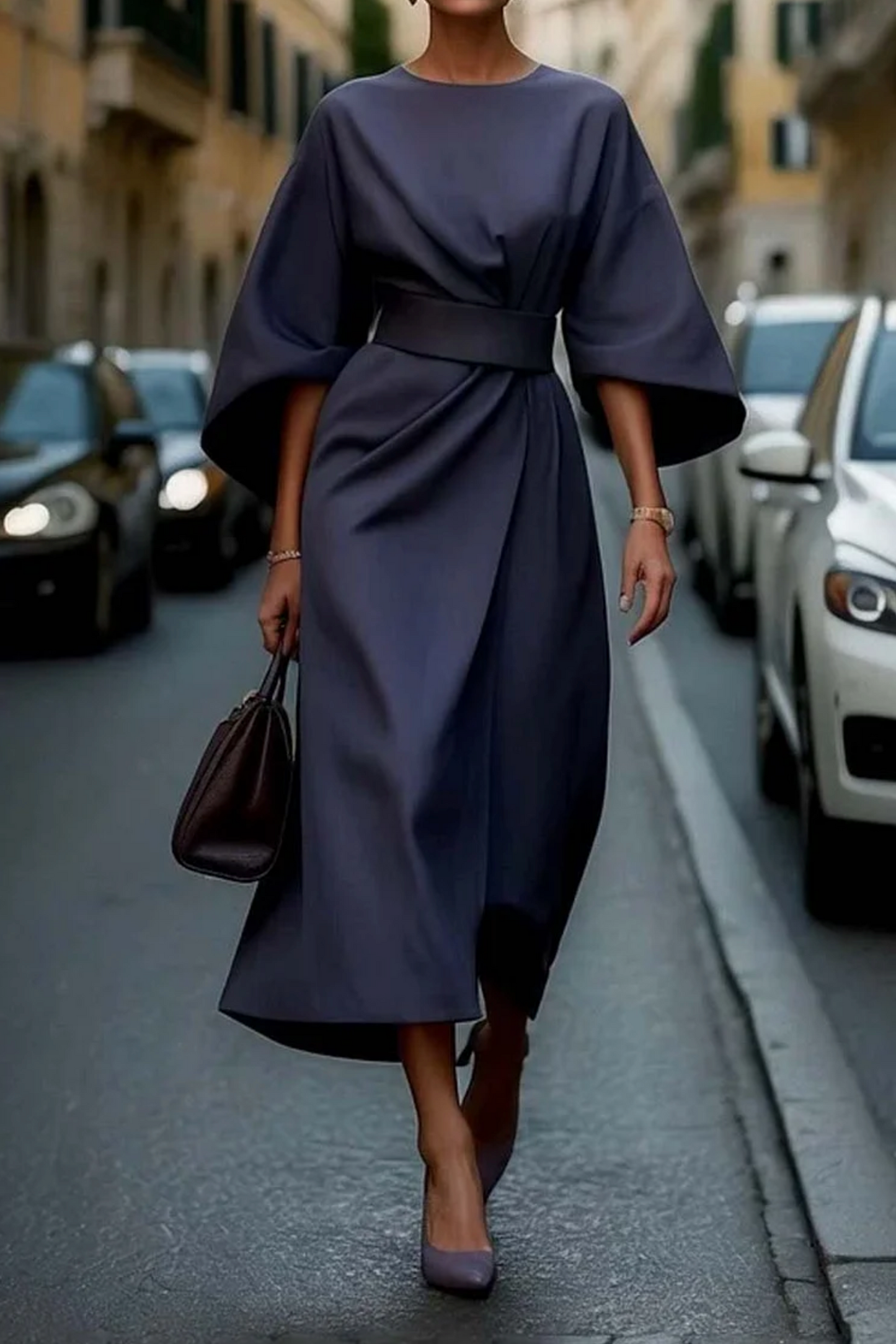 Cassandra | Kleid Elegante A-Linie mit Laternenärmeln, Hochwertiger Stoff
