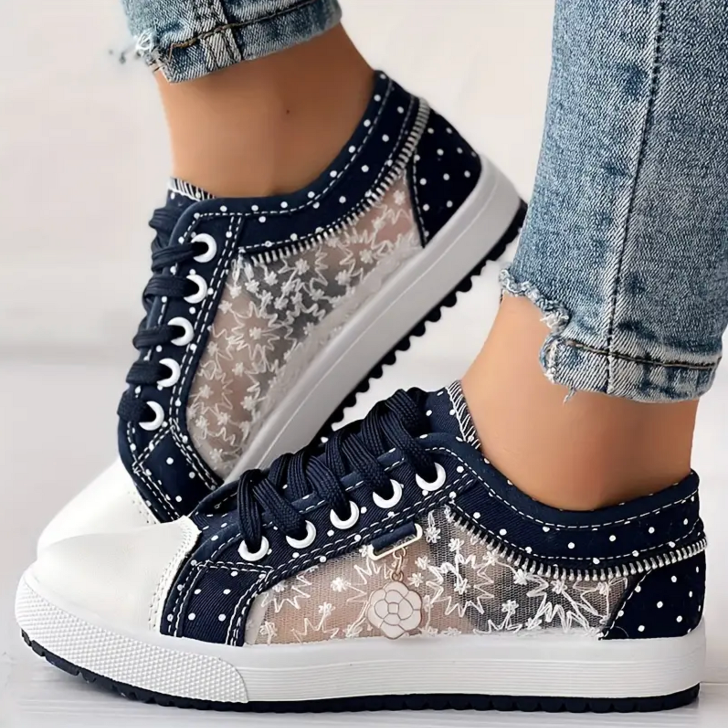 Kristin | Damen Denim-Mesh-Sneaker – Bequeme und atmungsaktive Alltagsschuhe