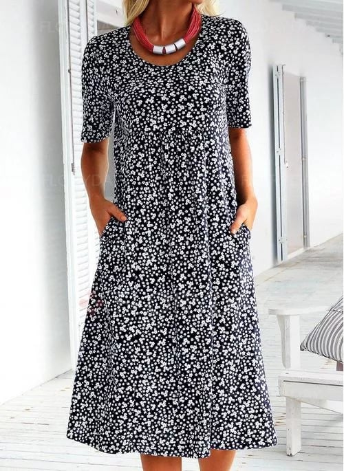 FENRIKE I RETRO-BLUMENKLEID