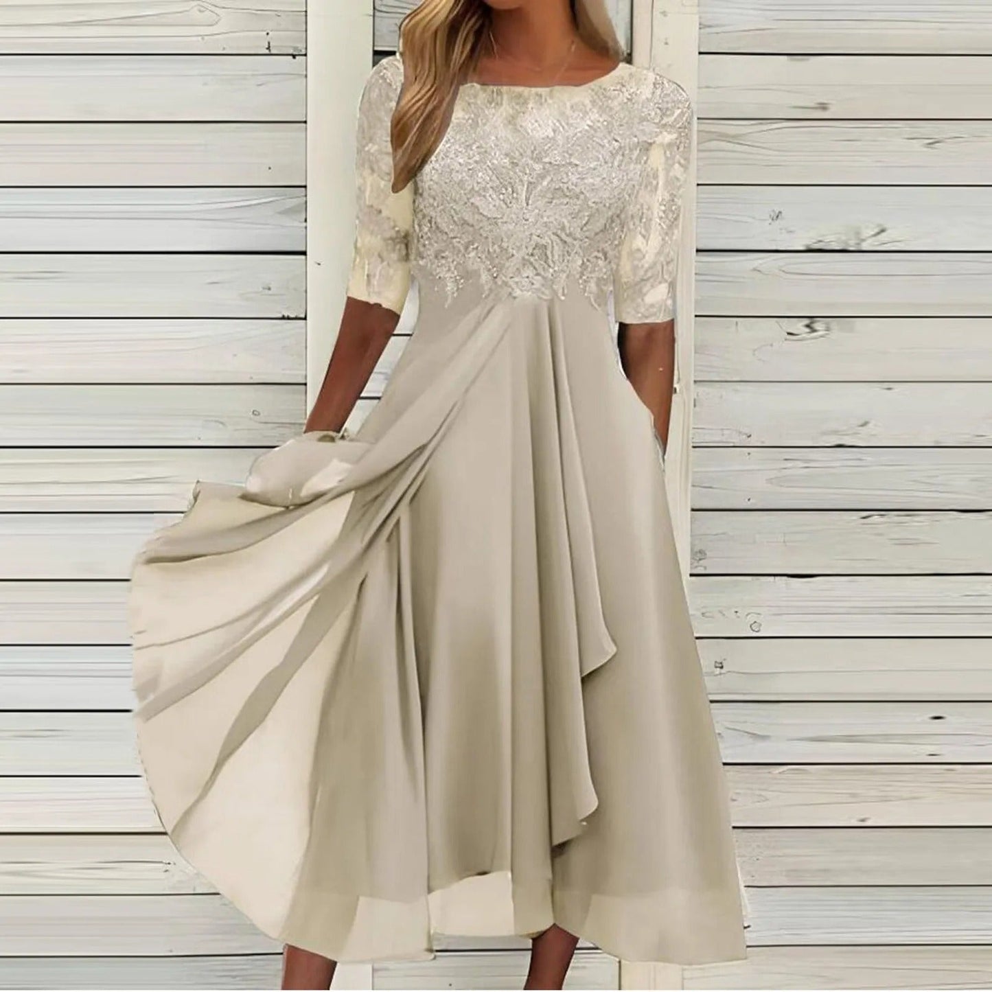 Margherita | Elegantes Festliches Kleid mit Spitzenverzierungen, Hochwertige Baumwolle