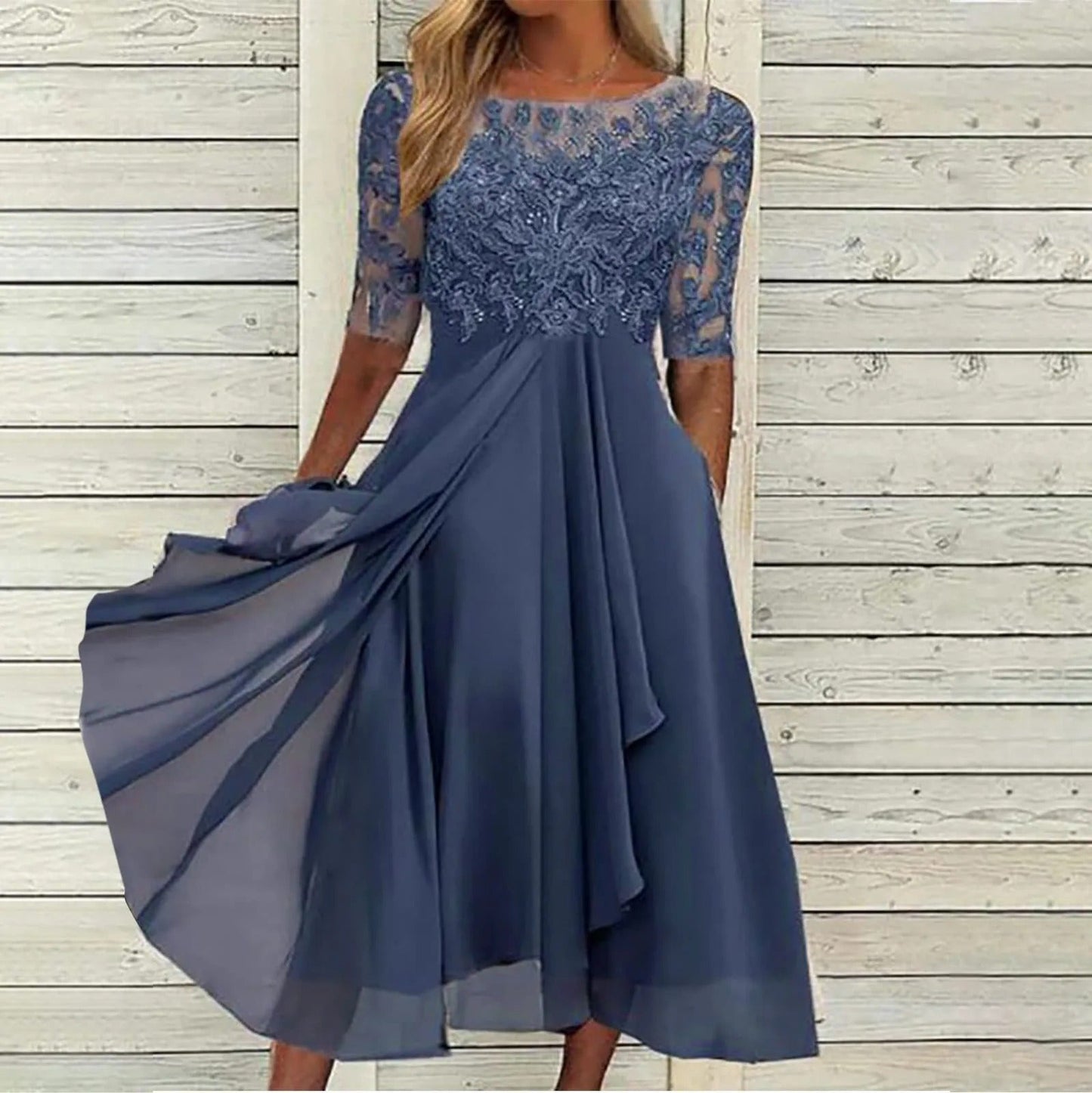 Margherita | Elegantes Festliches Kleid mit Spitzenverzierungen, Hochwertige Baumwolle