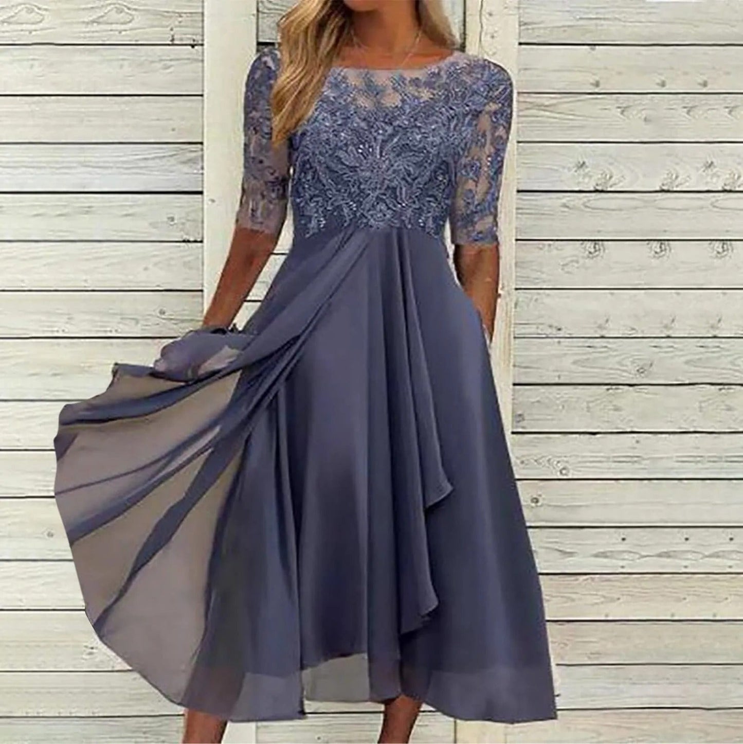 Margherita | Elegantes Festliches Kleid mit Spitzenverzierungen, Hochwertige Baumwolle