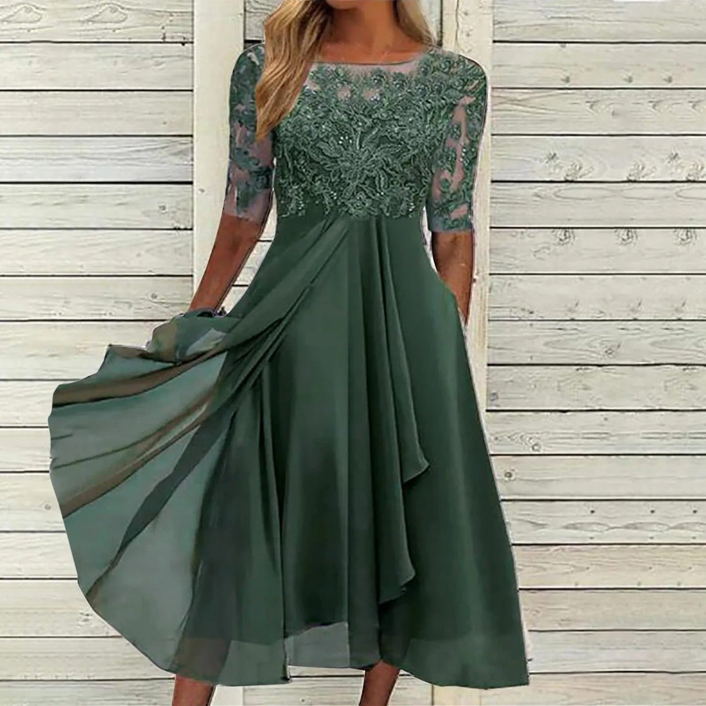 Margherita | Elegantes Festliches Kleid mit Spitzenverzierungen, Hochwertige Baumwolle