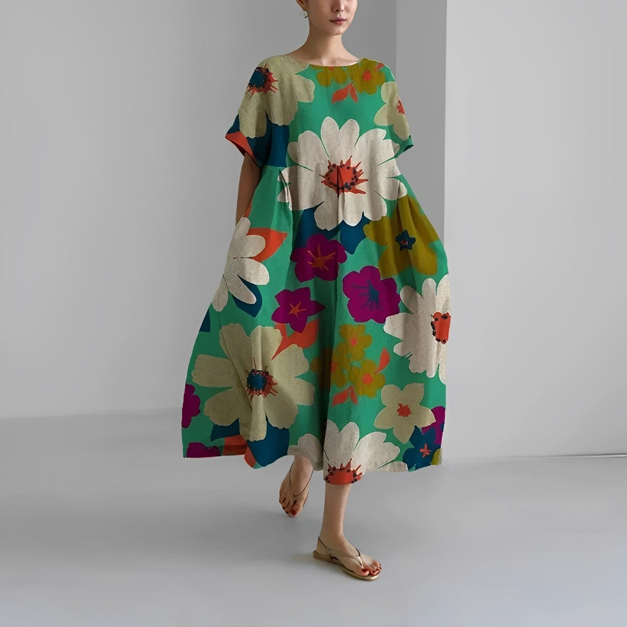 Isadora | Boho-Kleid Leichtes Blumenmuster, Fließendes Design