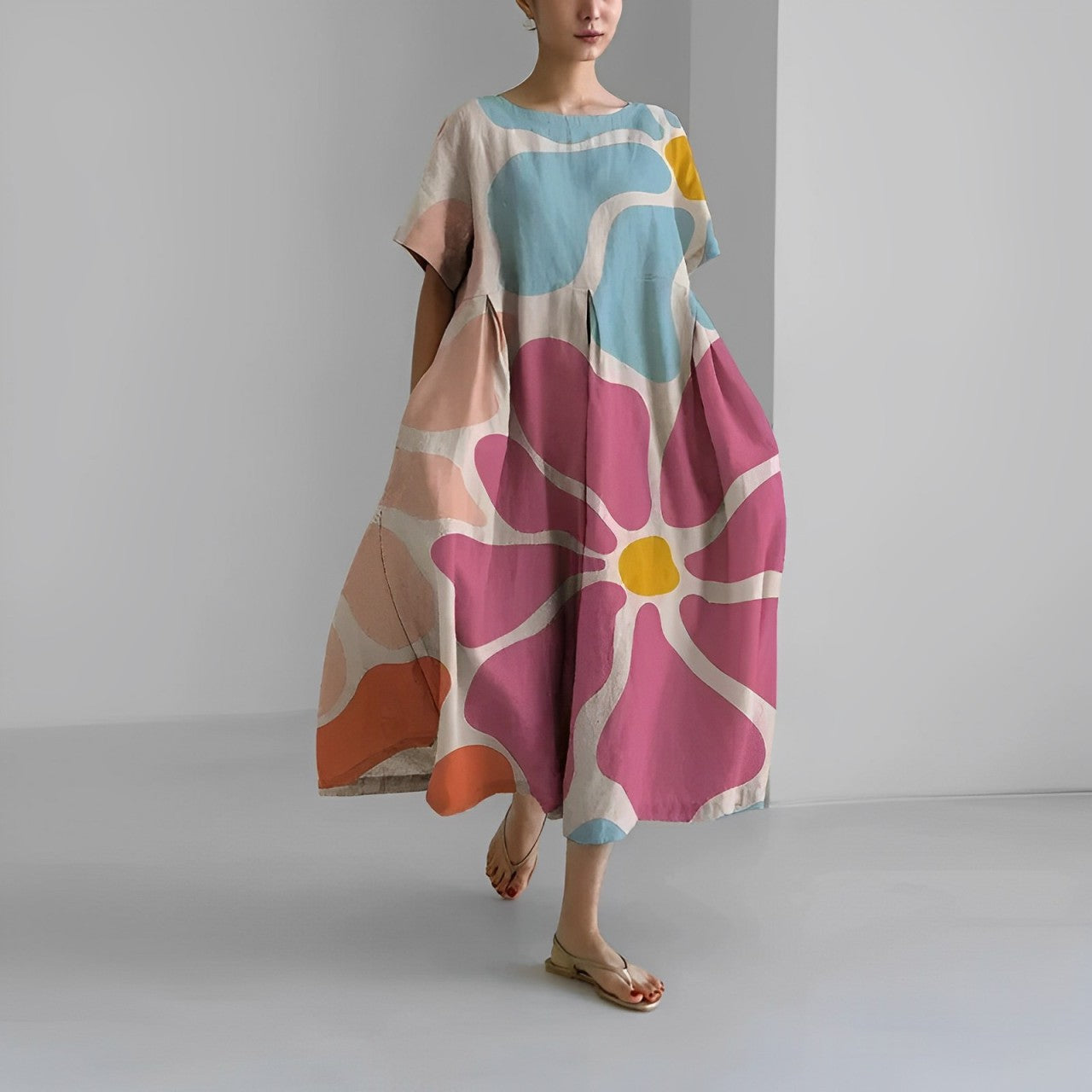 Isadora | Boho-Kleid Leichtes Blumenmuster, Fließendes Design