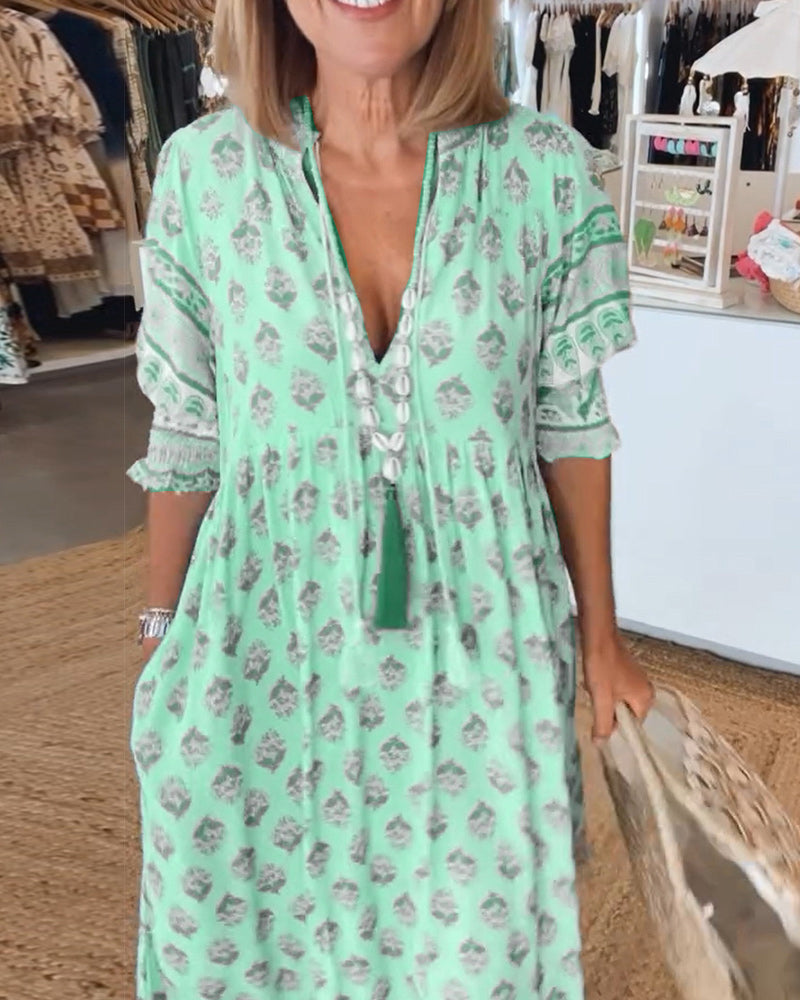 Zandoria | Kleid Fließendes A-Linien Design, V-Ausschnitt, Festlich für Hochzeitsgast