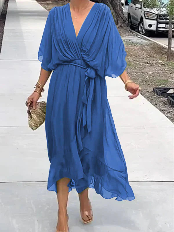 Monique | Kleid Elegantes Chiffon Abendkleid für Sommer, V-Ausschnitt