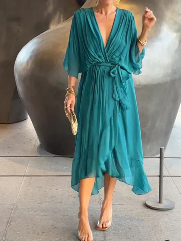 Monique | Kleid Elegantes Chiffon Abendkleid für Sommer, V-Ausschnitt