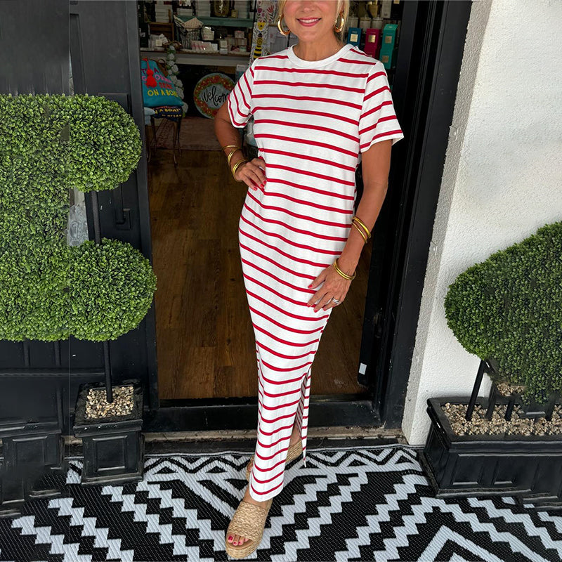 Sylvia | Maxikleid Leichtes Material mit Streifen für Sommer und Festlichkeiten