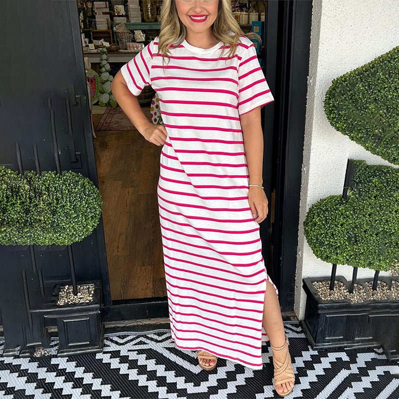 Sylvia | Maxikleid Leichtes Material mit Streifen für Sommer und Festlichkeiten
