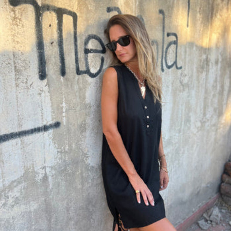 BLANDA I ÄRMELLOSES LEINEN-KLEID