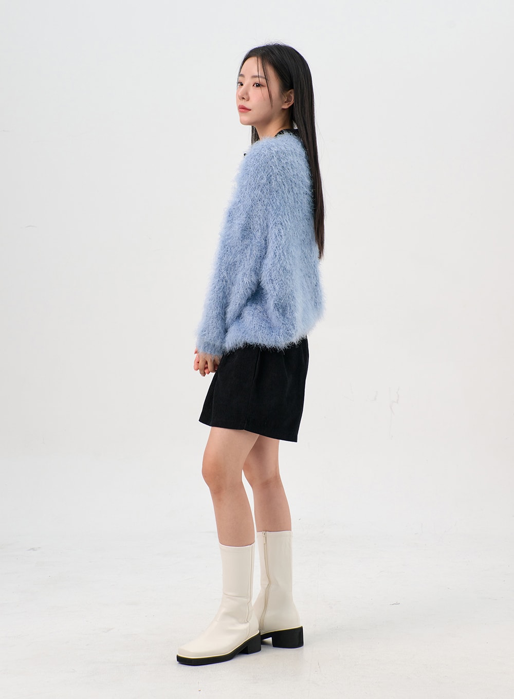 Faux-Leder Stiefel mit seitlichem Reißverschluss OS302