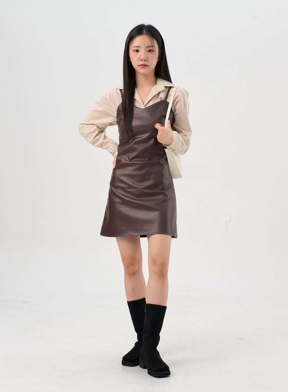 Faux-Leder Stiefel mit seitlichem Reißverschluss OS302
