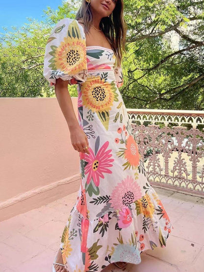 Frieda | Maxikleid mit Puffärmeln