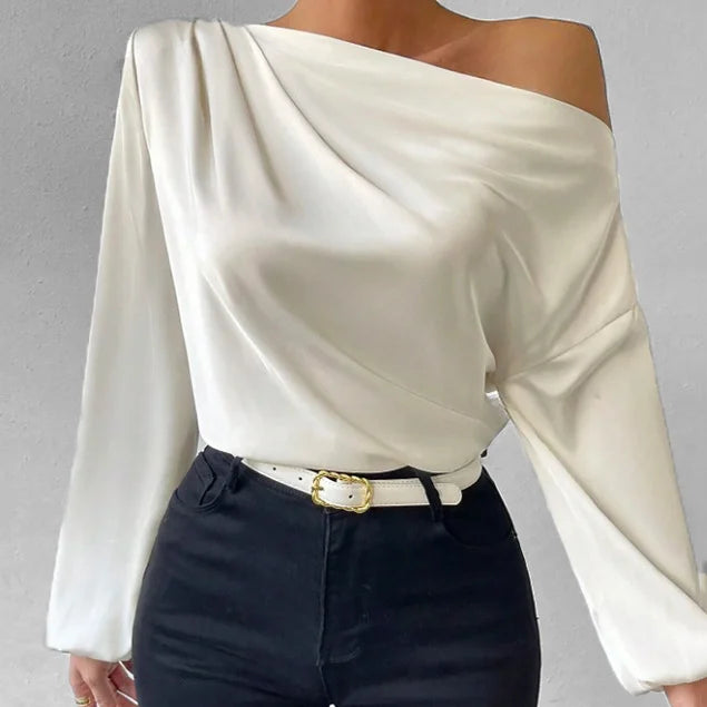 Fara | Elegante Asymmetrische Satinbluse