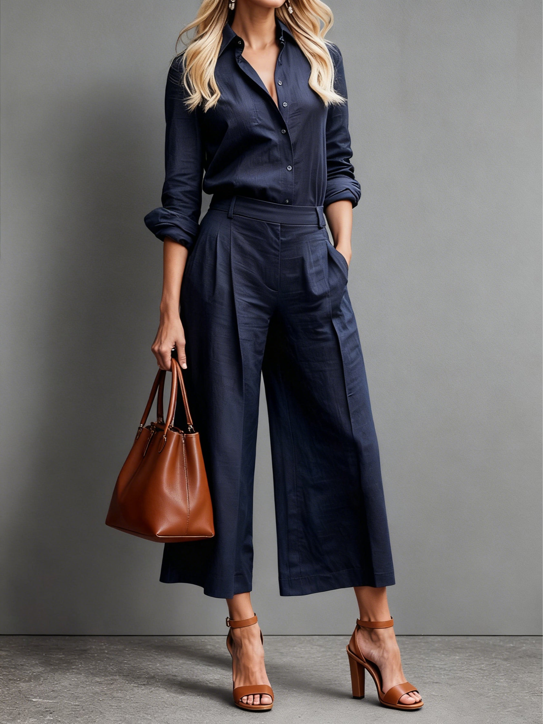 Rosa | Capri Pants and Loose Shirt Linen Set
