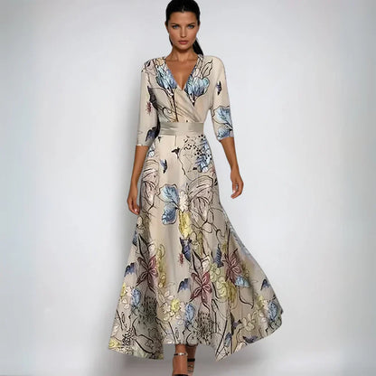 Irina | Maxikleid Florales Design, Elegant, Leicht und Atmungsaktiv für Sommer