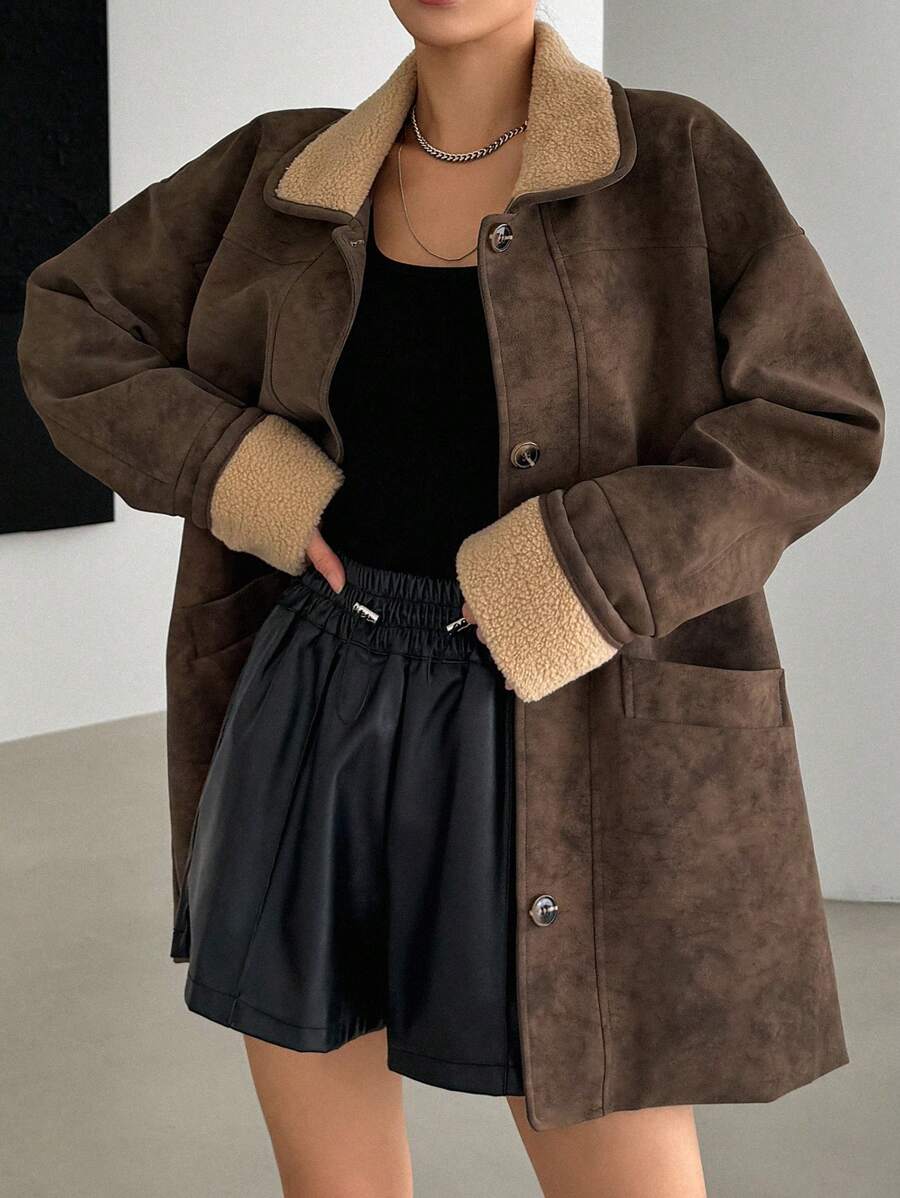 DAZY | Wildleder Sherpa gefütterte Jacke