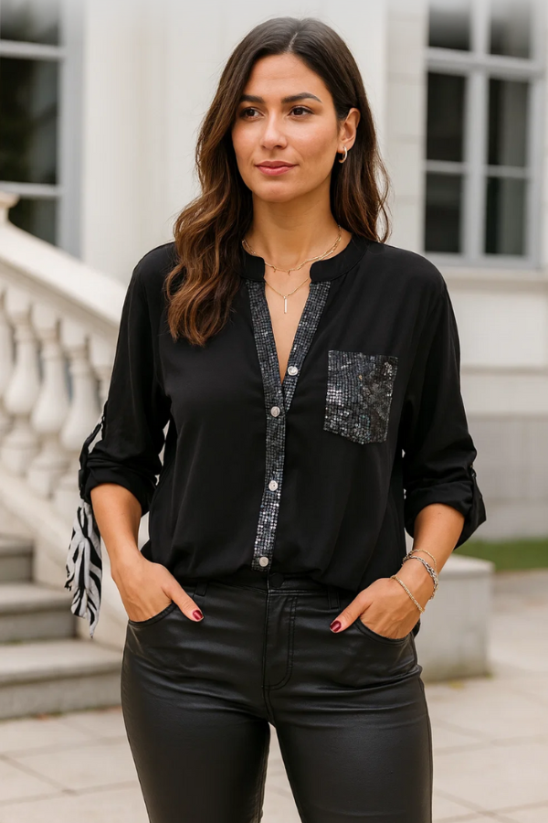 Anne | Lässiges Top mit Pailletten-Details