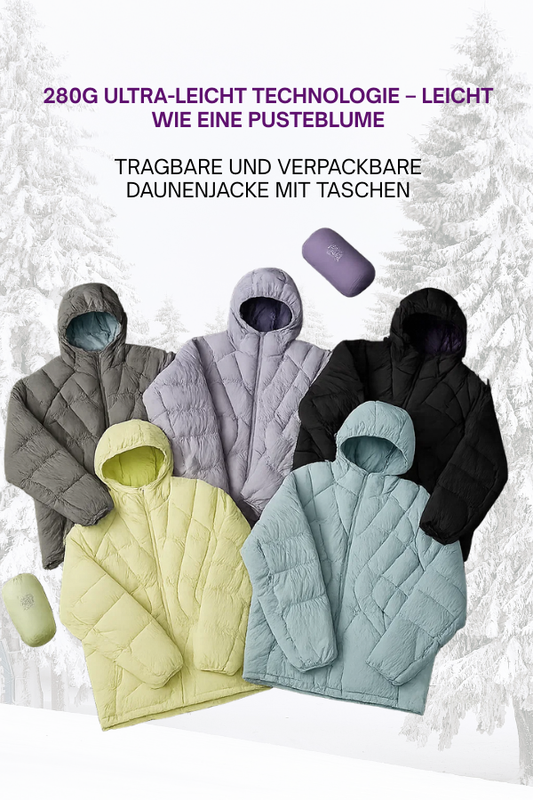 Streetwear Ultra-Leichte Kapuzen-Daunenjacke