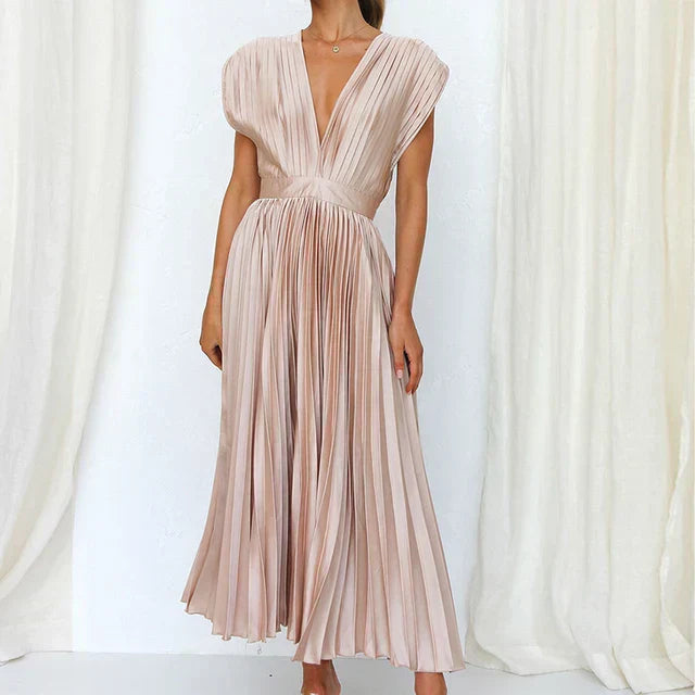Lisi Maxikleid mit V-Ausschnitt und Plissee