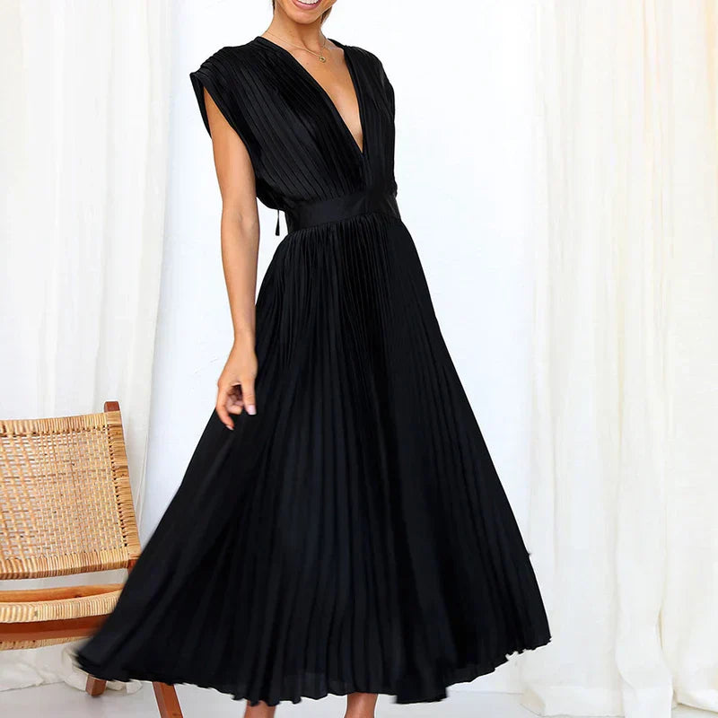 Lisi Maxikleid mit V-Ausschnitt und Plissee
