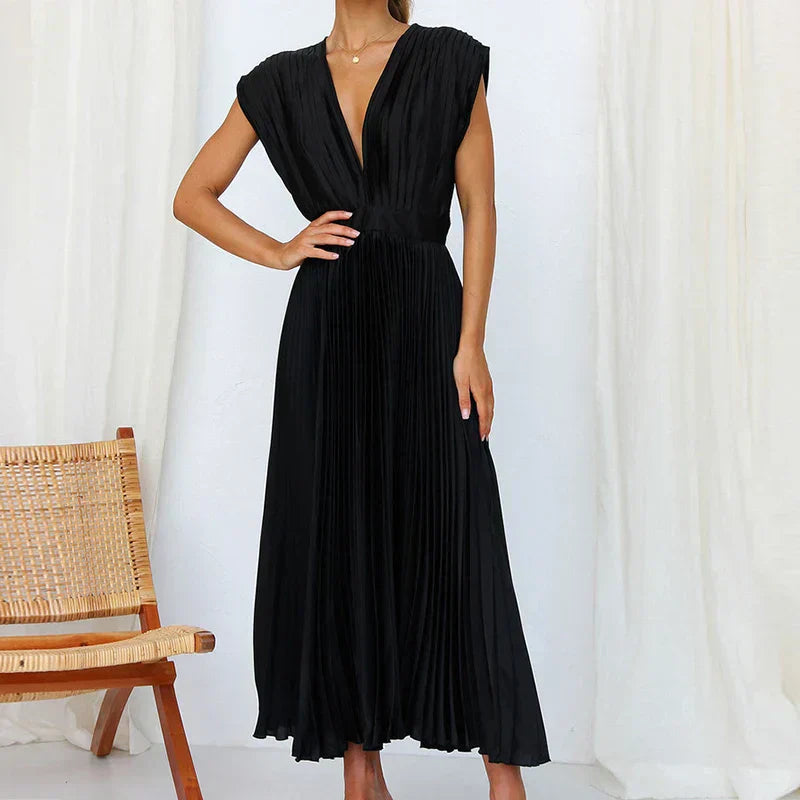 Lisi Maxikleid mit V-Ausschnitt und Plissee
