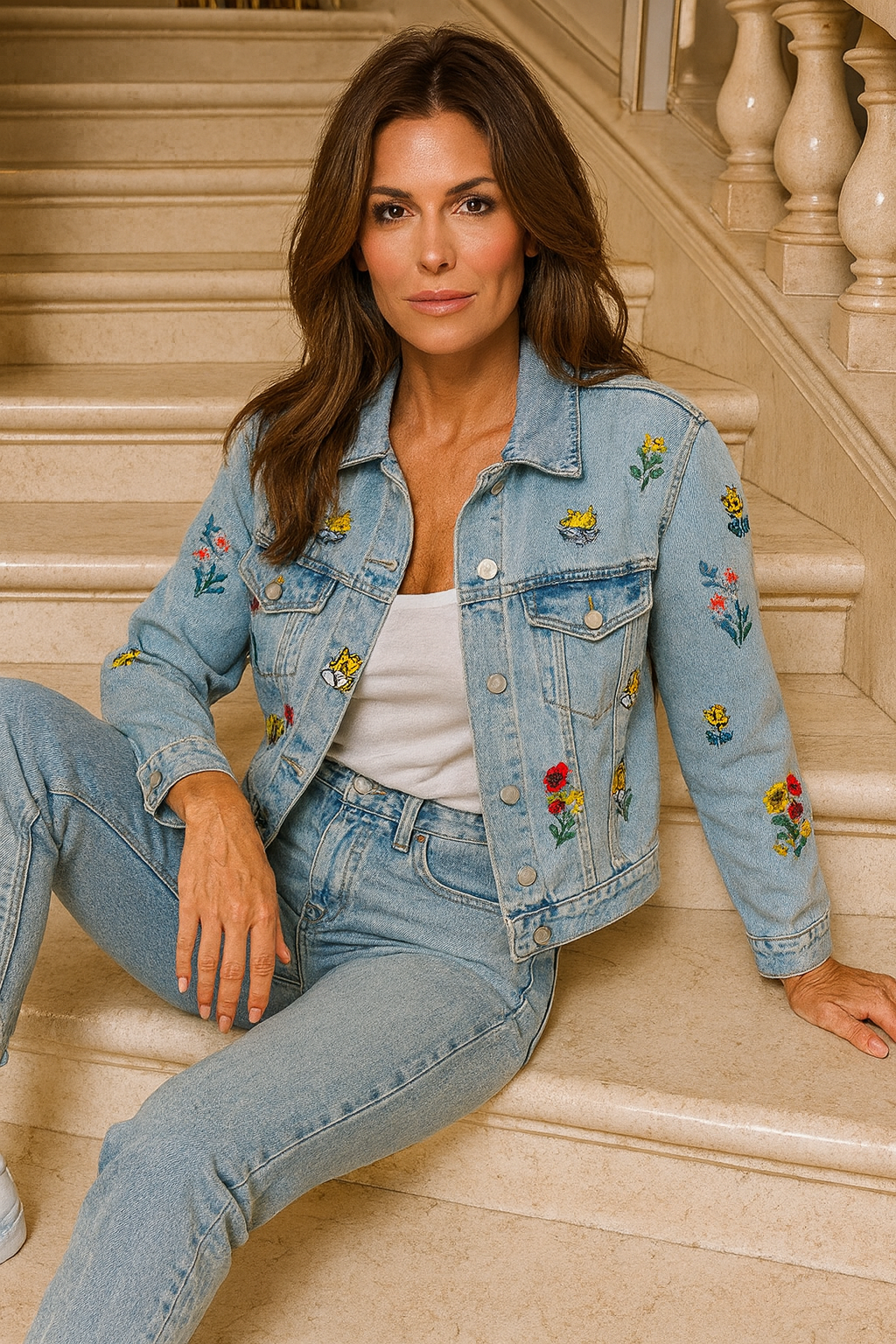 Seanna| Zeitlose Jeansjacke mit Stickereien