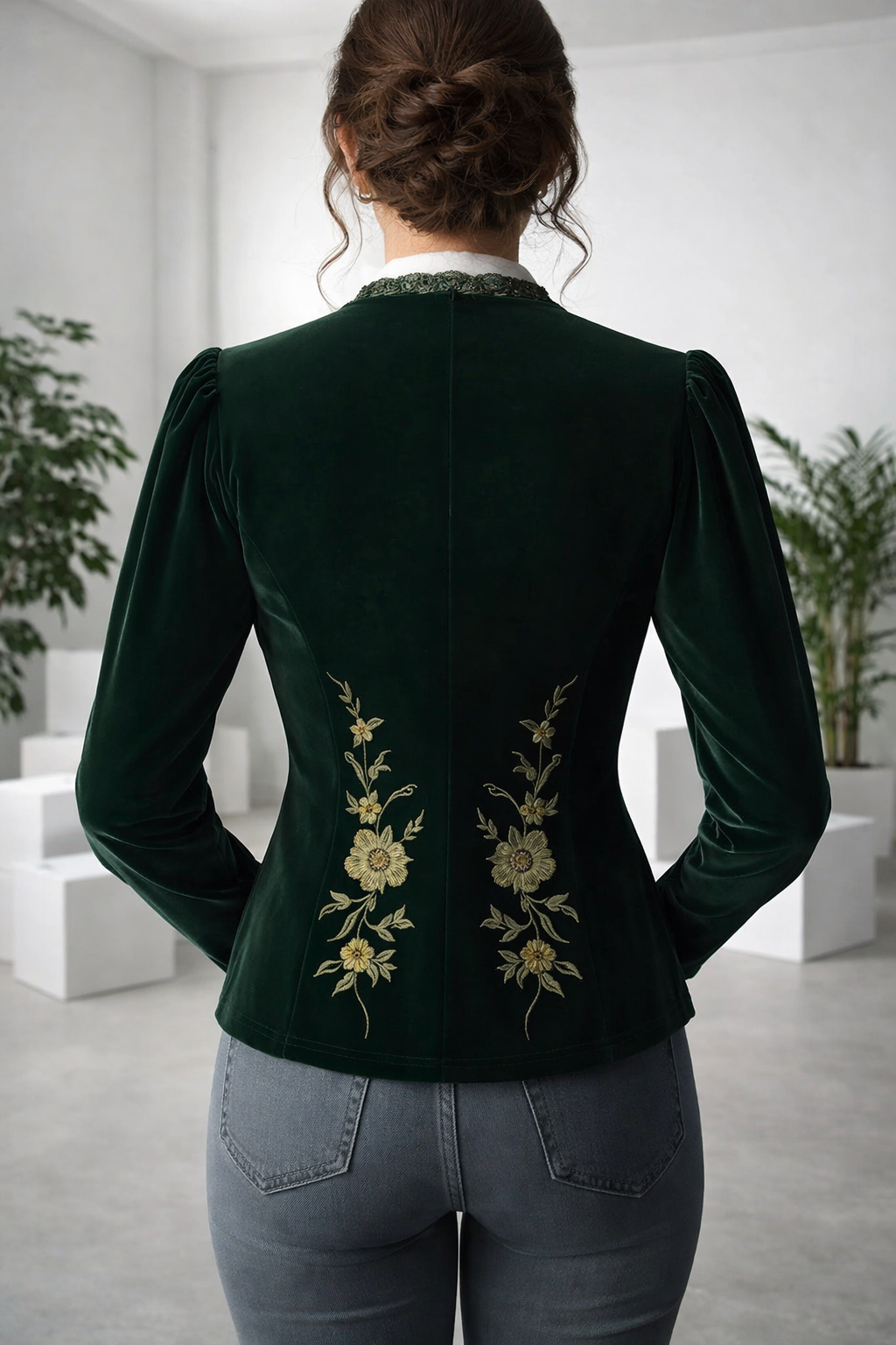 ELINA | Samtbluse mit V-Ausschnitt