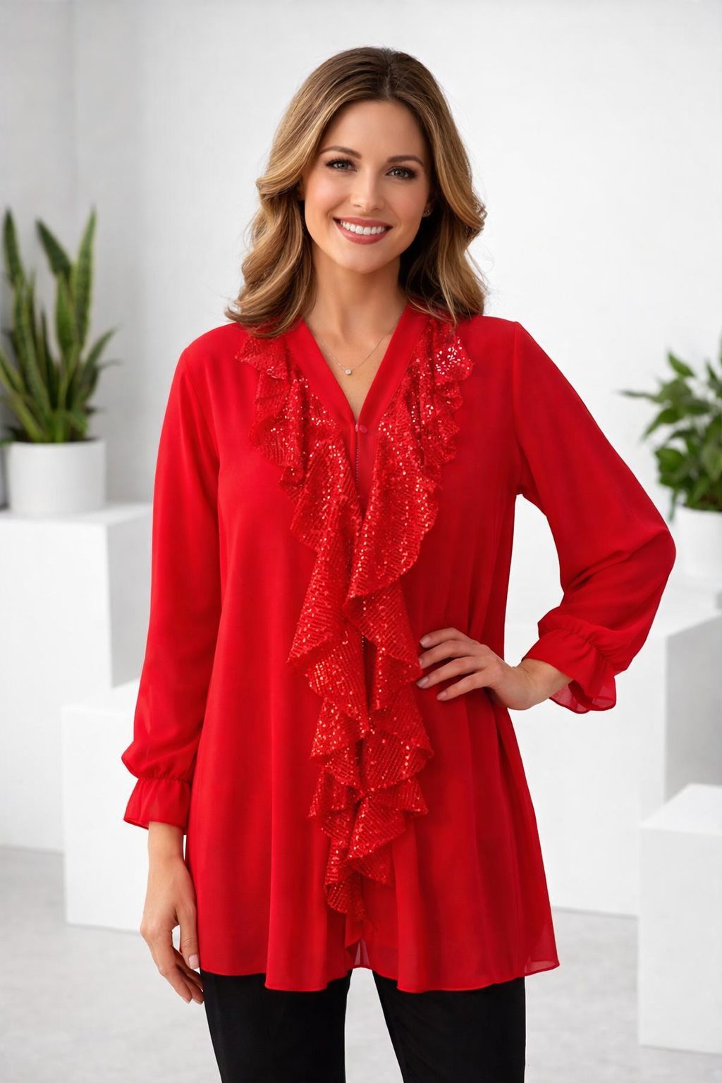 Langärmliges | Chiffon-Shirt