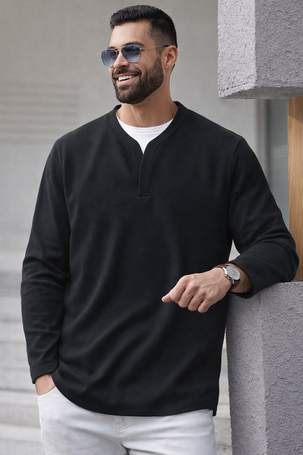 Brogan | Langärmliges Henley-Shirt mit bequemer Passform
