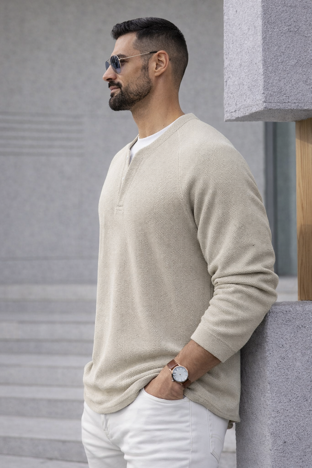 Brogan | Langärmliges Henley-Shirt mit bequemer Passform