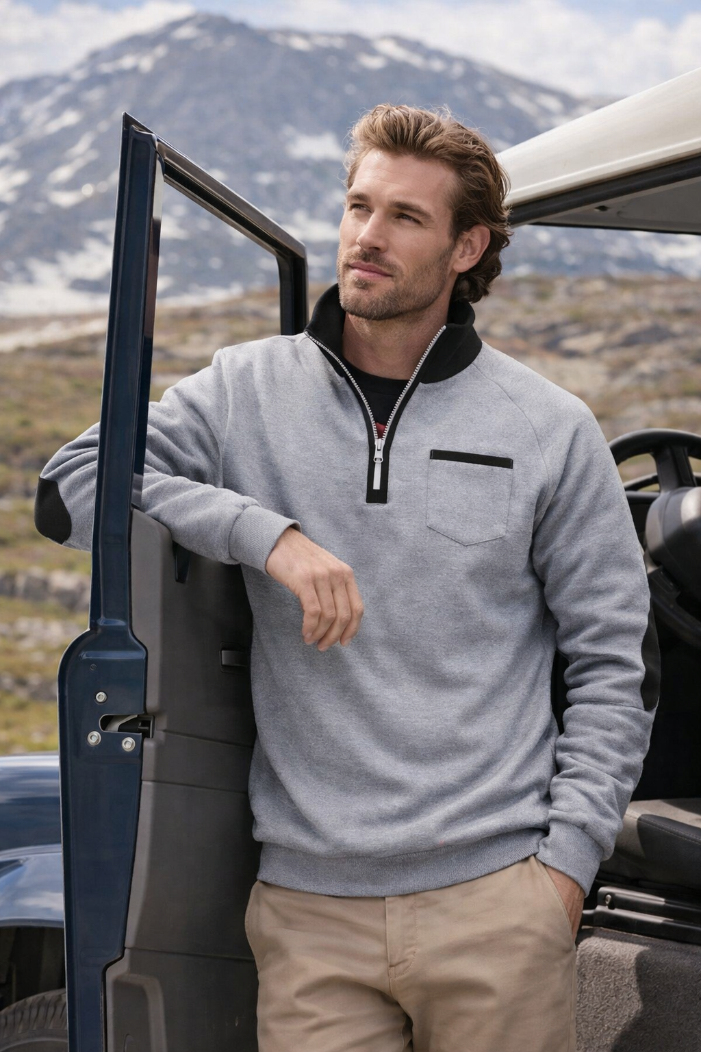 Lovas | Herrenpullover mit halbem Reißverschluss