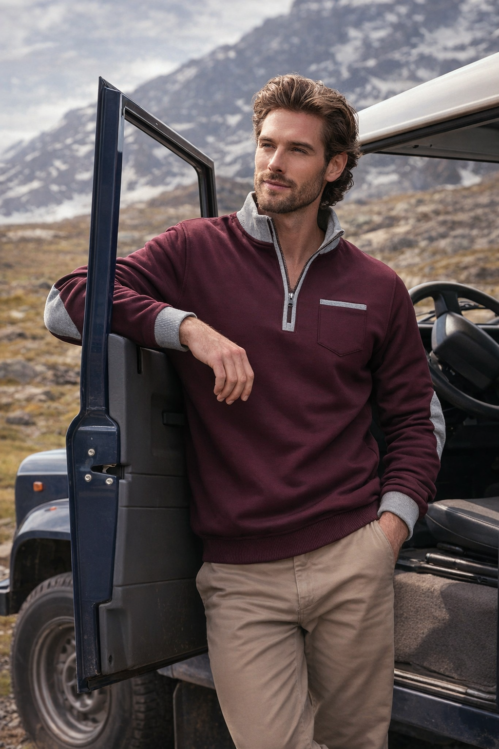 Lovas | Herrenpullover mit halbem Reißverschluss