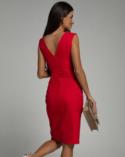 Tasha | Kleid Figurbetontes Festliches Kleid mit V-Ausschnitt und Seitenschlitz