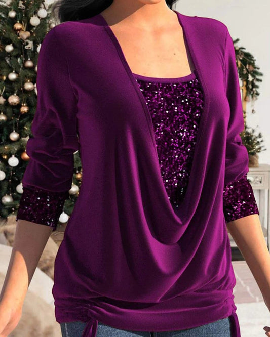 DELFINA I ELEGANTES BLUSE MIT PAILLETTEN