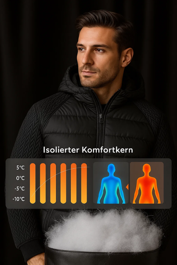 Kalen | Wattierte Herrenjacke mit Kapuze