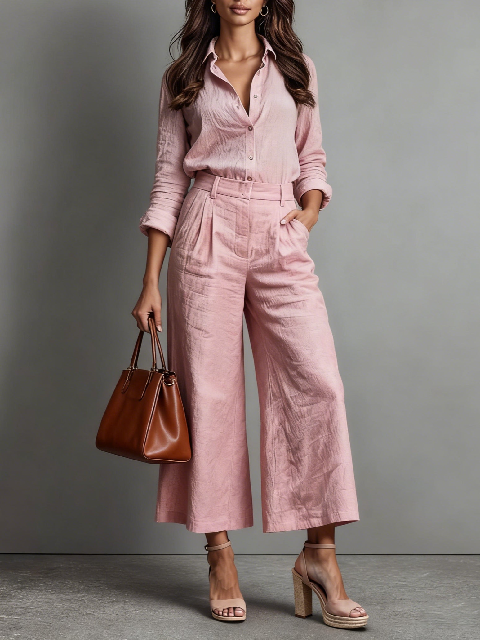 Rosa | Capri Pants and Loose Shirt Linen Set