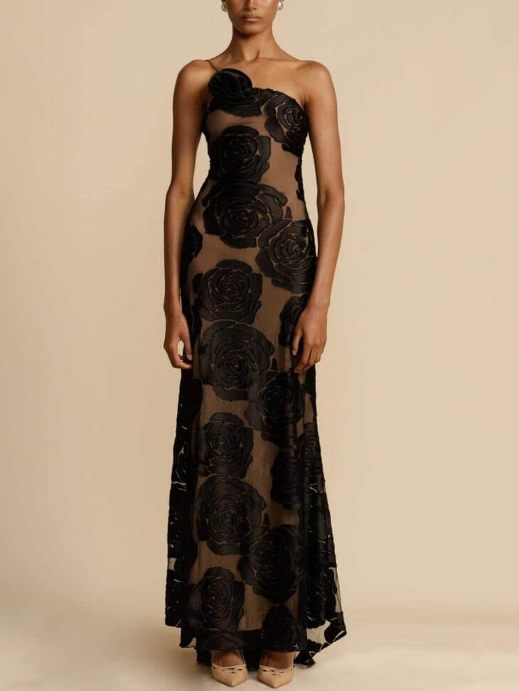 Maxikleid mit Flammen Blumenmuster