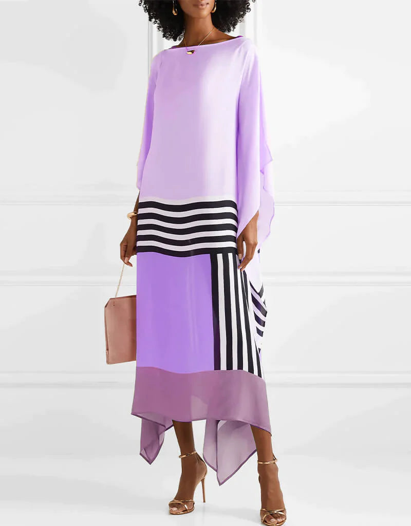 Susan Gestreiftes Patchwork Kleid Mit Druck