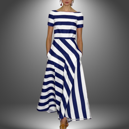 Sandra | Maxikleid Handgefertigt, Streifenmuster, Figurschmeichelnd