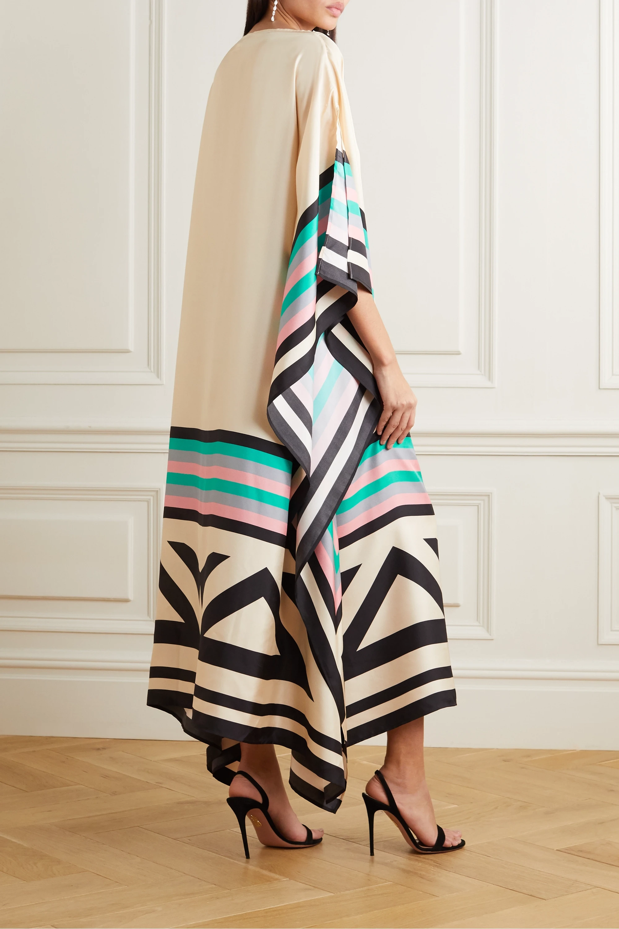 Susan Gestreiftes Patchwork Kleid Mit Druck